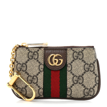 GUCCI GG Supreme Monogram Web Ophidia Key Case Beige New Acero