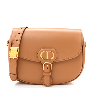 CHRISTIAN DIOR Box Calfskin Medium Bobby Flap Camel