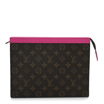LOUIS VUITTON Monogram Macassar Pochette Voyage MM Fuchsia