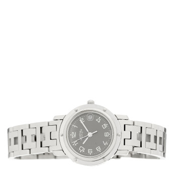 HERMES Stainless Steel 24mm Clipper Quartz Watch Grey
