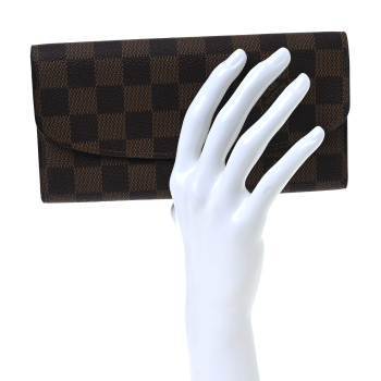 LOUIS VUITTON Damier Ebene Emilie Wallet Red