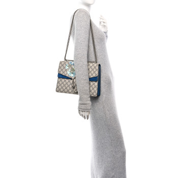 GUCCI GG Supreme Monogram Blooms Medium Dionysus Shoulder Bag Beige Navy Vintage Blue