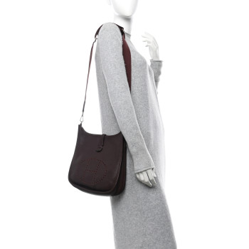 HERMES Taurillon Clemence Evelyne III PM Havane