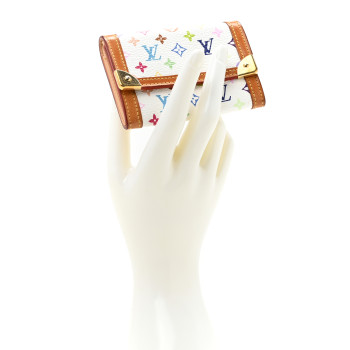 LOUIS VUITTON Monogram Multicolor Porte-Monnaie Plat Coin Purse White