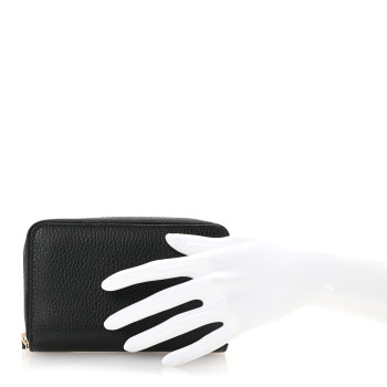 GUCCI Dollar Calfskin Medium GG Zip Around Wallet Black