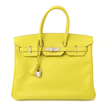 HERMES Epsom Candy Birkin 35 Lime Gris Perle