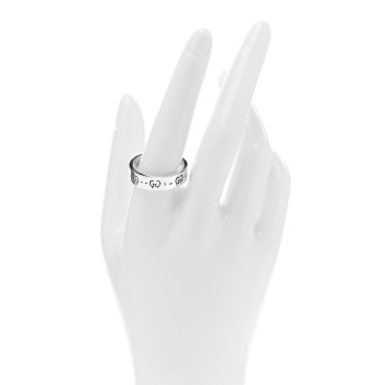 GUCCI Sterling Silver Narrow GucciGhost Hamlet Skull Ring 63 10.25