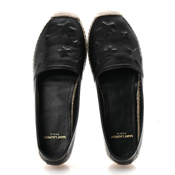 SAINT LAURENT Nappa Embossed Stars Espadrilles 35.5 Black
