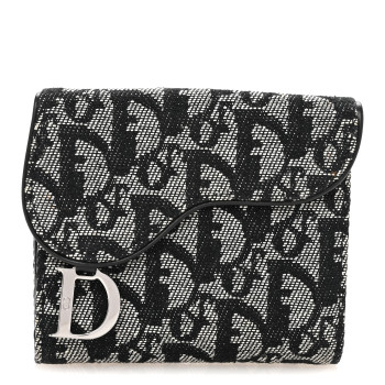 CHRISTIAN DIOR Monogram Compact Saddle Wallet Black