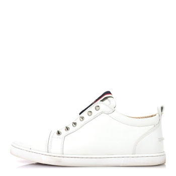 CHRISTIAN LOUBOUTIN Calfskin Mens F.A.V Fique A Vontade Flat Sneakers 39.5 White