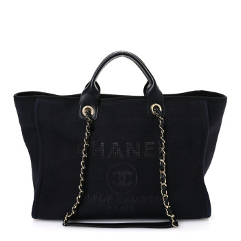 CHANEL Mixed Fibers Medium Deauville Tote Black