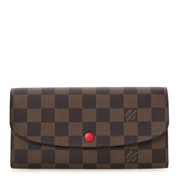 LOUIS VUITTON Damier Ebene Emilie Wallet Red