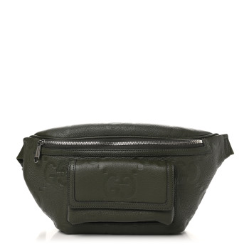 GUCCI Piuma Calfskin Jumbo GG Embossed Pocket Belt Bag Dark Vintage Olive