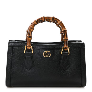 GUCCI Textured Dollar Calfskin Web Small Diana Shoulder Bag Black Dusty Grey