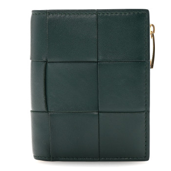 BOTTEGA VENETA Nappa Maxi Intrecciato Bifold Zip Wallet Raintree