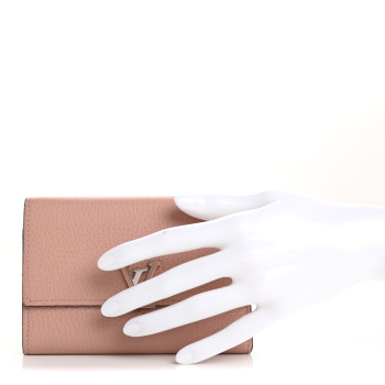 LOUIS VUITTON Taurillon Capucines Compact Wallet Magnolia