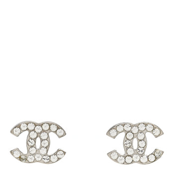 CHANEL Crystal Timeless CC Earrings Silver
