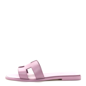 HERMES Box Calfskin Oran Sandals 39 Bruyère
