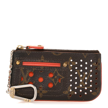 LOUIS VUITTON Monogram Perforated Key Pouch Orange