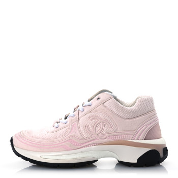CHANEL Fabric CC Womens Sneakers 35 Light Pink