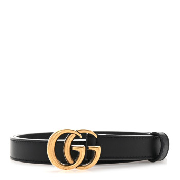 GUCCI Calfskin Double G 20mm Belt 75 30 Black