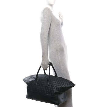 BOTTEGA VENETA Nappa Intrecciato Travel Duffel Bag Black