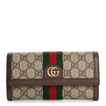 GUCCI GG Supreme Monogram Web Ophidia Continental Wallet Brown
