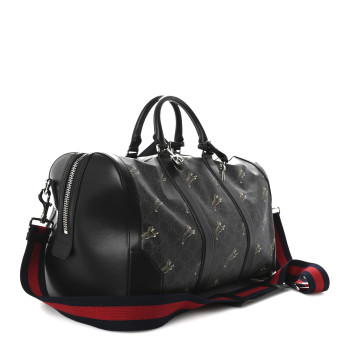 GUCCI GG Supreme Monogram Calfskin Web Tigers Medium Carry On Duffle Bag Black Multicolor