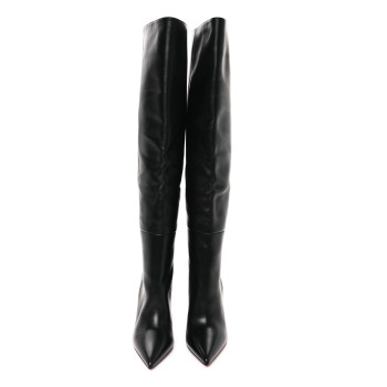 CHRISTIAN LOUBOUTIN Calfskin Astrilarge 95 Knee Boots 39 Black