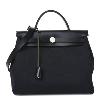 HERMES Military Toile Vache Hunter Herbag Zip PM 31 Black