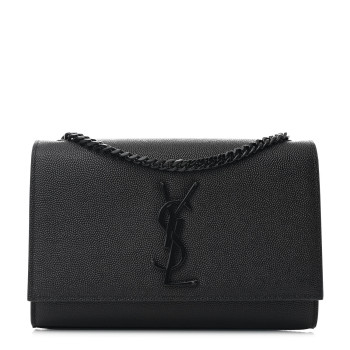 SAINT LAURENT Grain De Poudre Small Monogram Monochrome Kate Satchel Black