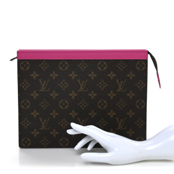 LOUIS VUITTON Monogram Macassar Pochette Voyage MM Fuchsia
