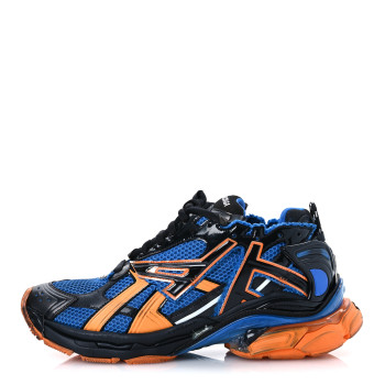 BALENCIAGA Mesh Rubber Bi-Color Mens Runner Sneakers 12 Blue Orange Black White