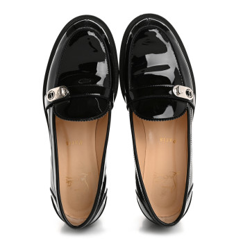 CHRISTIAN LOUBOUTIN Patent Lock Woody Loafers 36.5 Black