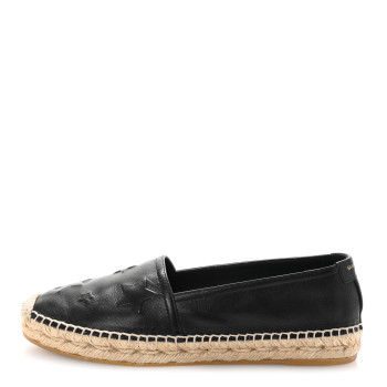 SAINT LAURENT Nappa Embossed Stars Espadrilles 35.5 Black