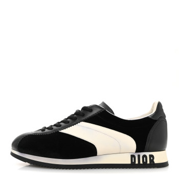 CHRISTIAN DIOR Velvet Mix Diorun Sneakers 37.5 Black Off White