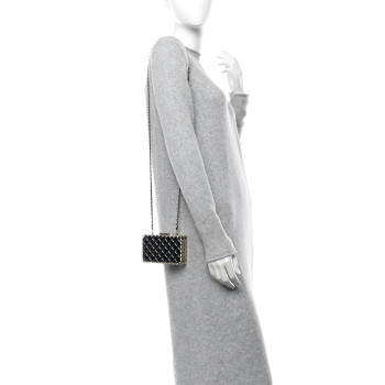 CHANEL Plexiglass Quilted Chain Around Minaudiere Clutch Black