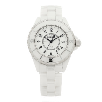 CHANEL Stainless Steel Ceramic 33mm J12 Quartz Watch White