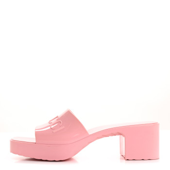 GUCCI Rubber Gucci Logo Womens Platform 20/60mm Slide Sandals 40 Wild Rose