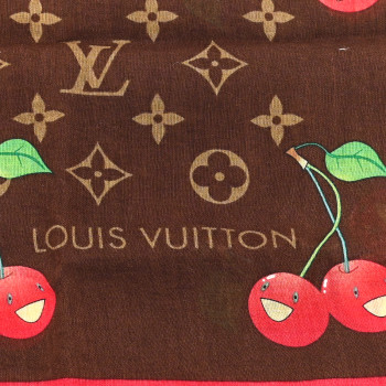 LOUIS VUITTON Cotton Monogram Cerises Scarf