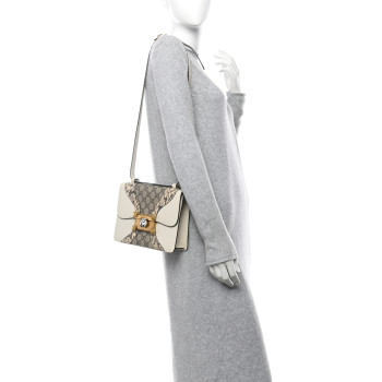 GUCCI Nappa Elaphe GG Supreme Monogram Medium Osiride Shoulder Bag Mystic White Roccia Beige Ebony
