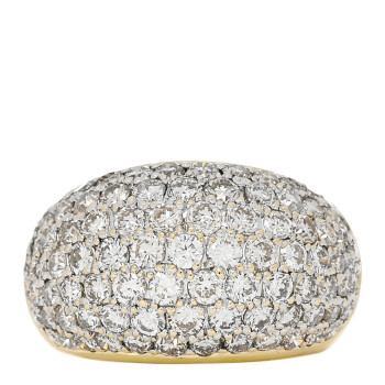 PARKER & WEST 18K Yellow Gold Diamond  3.18ctw Seven Row Dome Band Ring 51 5.75