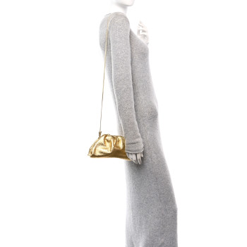BOTTEGA VENETA Metallic Bark Calfskin The Mini Pouch Gold
