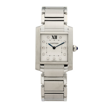 CARTIER Stainless Steel Diamond 25mm Tank Francaise Quartz Watch