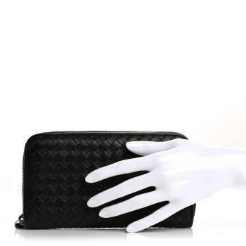 BOTTEGA VENETA Nappa Intrecciato Zip Around Wallet Black