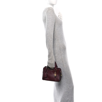 ALEXANDER MCQUEEN Pebbled Calfskin Mini Padlock Tote Bordeaux
