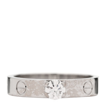 CARTIER 18K White Gold Diamond .23ct LOVE Solitaire Engagement Ring 51 5.75