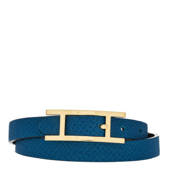 HERMES Epsom Swift Behapi Double Tour Bracelet XS Bleu Izmir Rouge H