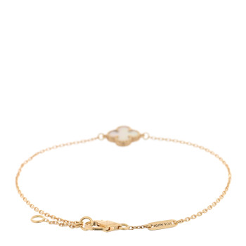 VAN CLEEF & ARPELS 18K Yellow Gold Mother of Pearl Sweet Alhambra Bracelet