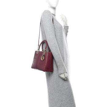 CHRISTIAN DIOR Snakeskin Medium Lady Dior Purple